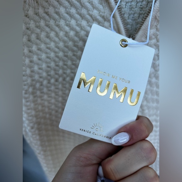 Show Me Your MuMu Zermatt Zip Up White Pebble Knit with Faux Fur New with Tags! - Picture 9 of 12